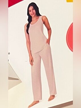 Cuddl Duds 2 Pc Pajama Set With Tank Top & Drawstring Waist Medium Soft Like New